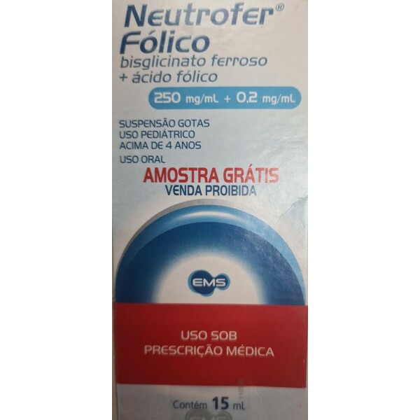 Neutrofer Fólico - Bisglicinato Ferroso 250mg/ml + ácido Fólico 0,2mg/ml - Frascom 15ml